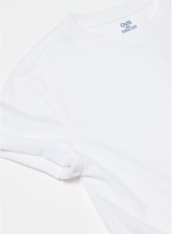 او في اس Solid colour cotton T-shirt