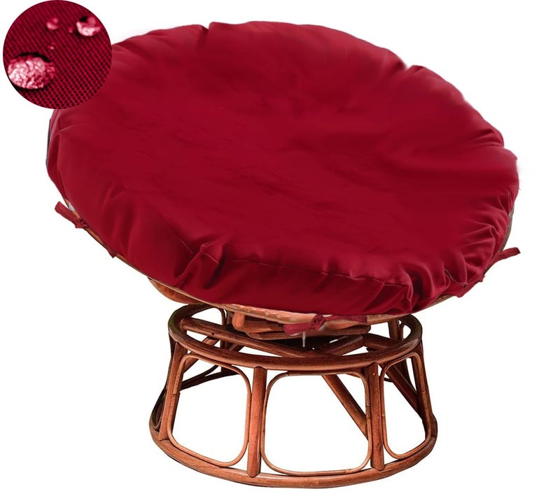 Sqodok Papasan Cushion Cover Only 55in Outdoor Indoor Papasan Chair Cushion Covers Waterproof Papasan Slipcover Papasan Covers for Cushions with Zipper and Ties Machine Washable Burgundy