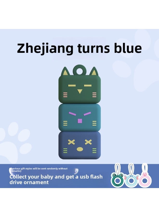 Creative Mini PVC Cat Cute Cartoon Car Music Mobile Phone High Speed U Disk Event Gift Usb-Color:Gradient Blue-Capacity:1GB - Image 1