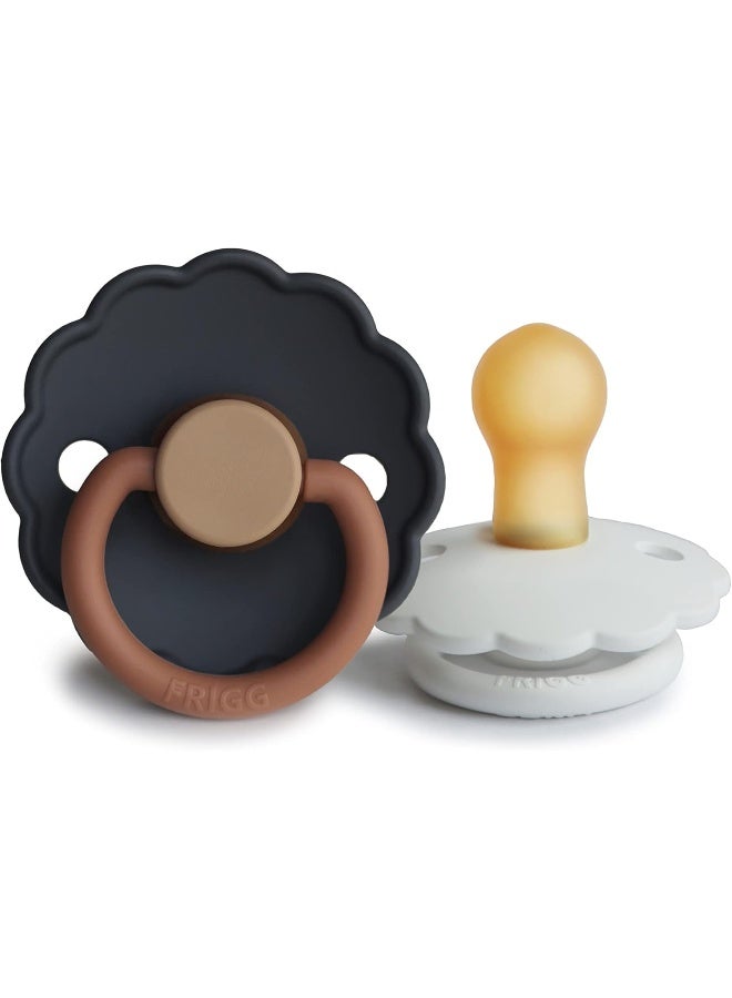 Frigg Daisy Natural Rubber BPA-Free Baby Pacifier (Aurora/Bright White, 0-6 Months) Pack of 2 - Image 1