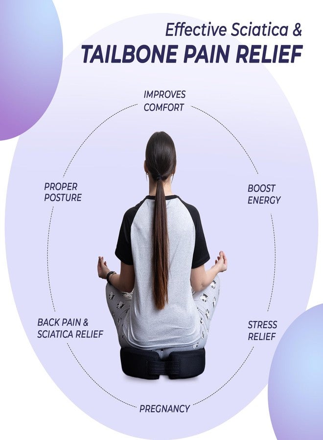Billebon Orthopedic Coccyx Seat Cushion for Tailbone & Sciatica Pain Relief | High-Density Memory Foam Chair Cushion for Hip & Lower Back Support | Ergonomic for Office, Car & Home (Black) - Image 4