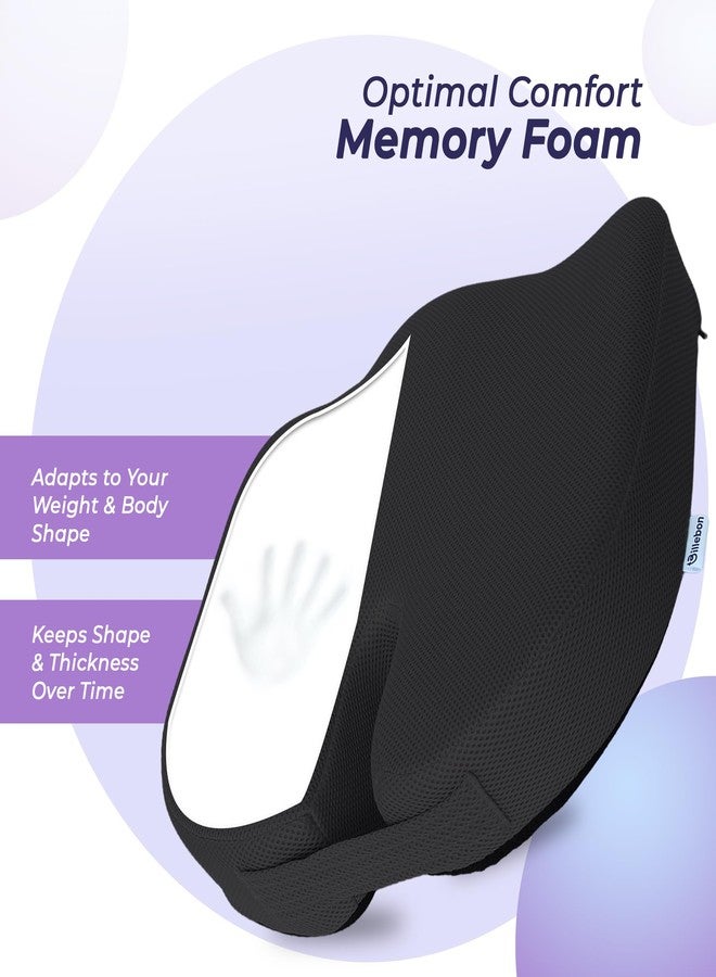 Billebon Orthopedic Coccyx Seat Cushion for Tailbone & Sciatica Pain Relief | High-Density Memory Foam Chair Cushion for Hip & Lower Back Support | Ergonomic for Office, Car & Home (Black) - Image 2