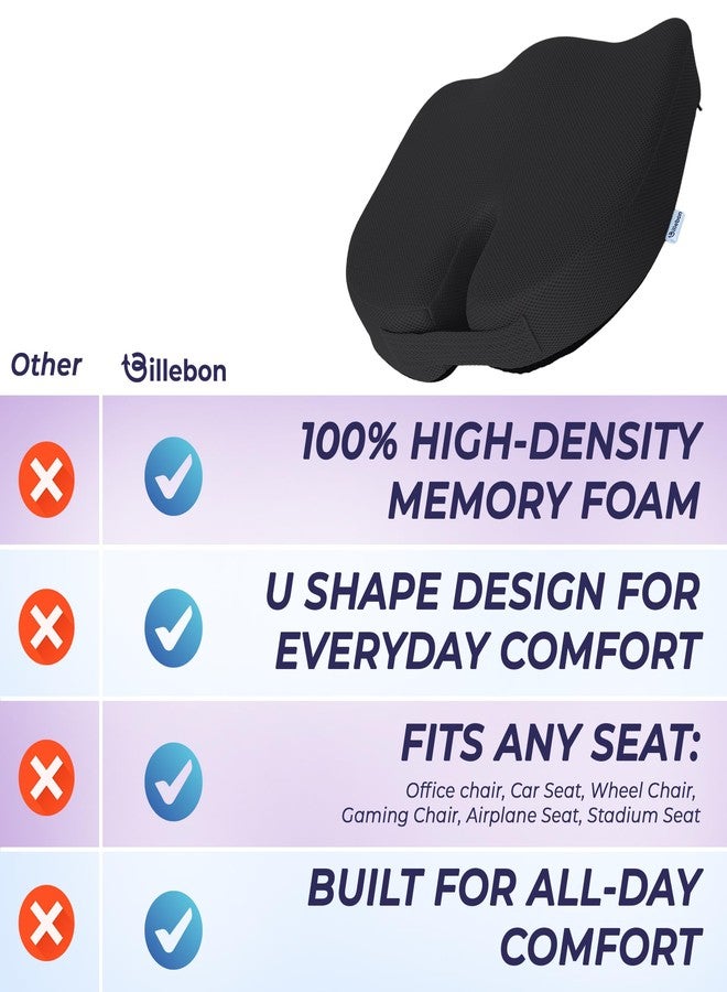 Billebon Orthopedic Coccyx Seat Cushion for Tailbone & Sciatica Pain Relief | High-Density Memory Foam Chair Cushion for Hip & Lower Back Support | Ergonomic for Office, Car & Home (Black) - Image 5
