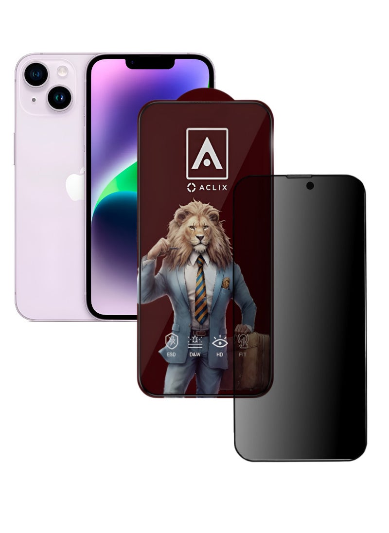 ACLIX Antistatic ESD Dust Proof Premium Quality High Definition Anti-Spy Privacy Tempered Glass Screen Protector Designed For  iPhone 14 Plus - Image 1