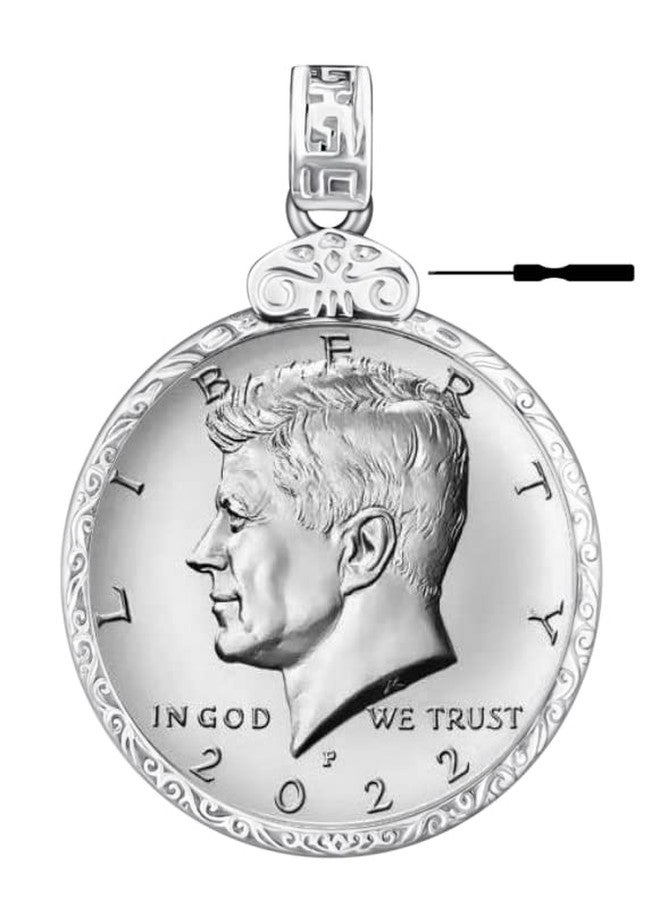 Geruibi Sterling Silver 50 cent Border Screw Top Coin Border is suitable for 30.64mm diameter 2.15mm thickness Coins, Coins Not Included - Image 1