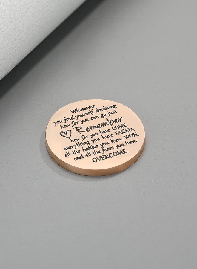 MIXJOY Positivity Little Pocket Hug Token Inspire Reminder, Sobriety Sober & Tough Times Gifts, Cancer Patients Chemo Support Gifts for Women & Men with PU Leather Keychain (Rose Gold) - Image 3