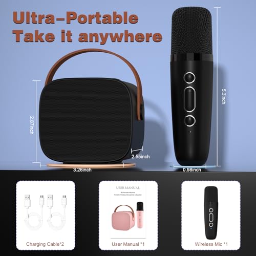 IROO Karaoke Machine for Kids, Portable Bluetooth Speaker with Wireless Microphone, Music Player Toys Gifts for Boys Girls 4, 5, 6, 7, 8, 9, 10 +Year Old Birthday Christmas Party Home(Black) - Image 5