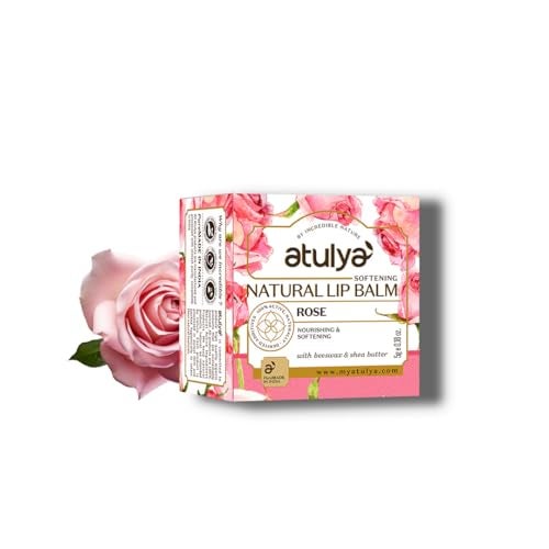 Atulya Rose Natural Lip Balm With Bees Wax and Honey, Rose, 5 g - Image 1