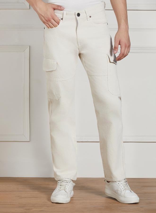 Dennis Lingo Men’s Ecru Relaxed Fit Jeans  - Image 2