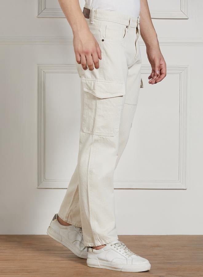 Dennis Lingo Men’s Ecru Relaxed Fit Jeans  - Image 5