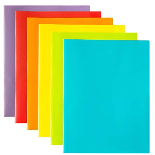 Youngever 12 Pack Plastic Pocket Folders - Heavy Duty Plastic 2 Pocket Folder, in 6 Colors - Image 1