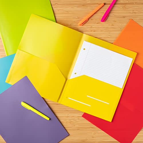Youngever 12 Pack Plastic Pocket Folders - Heavy Duty Plastic 2 Pocket Folder, in 6 Colors - Image 2