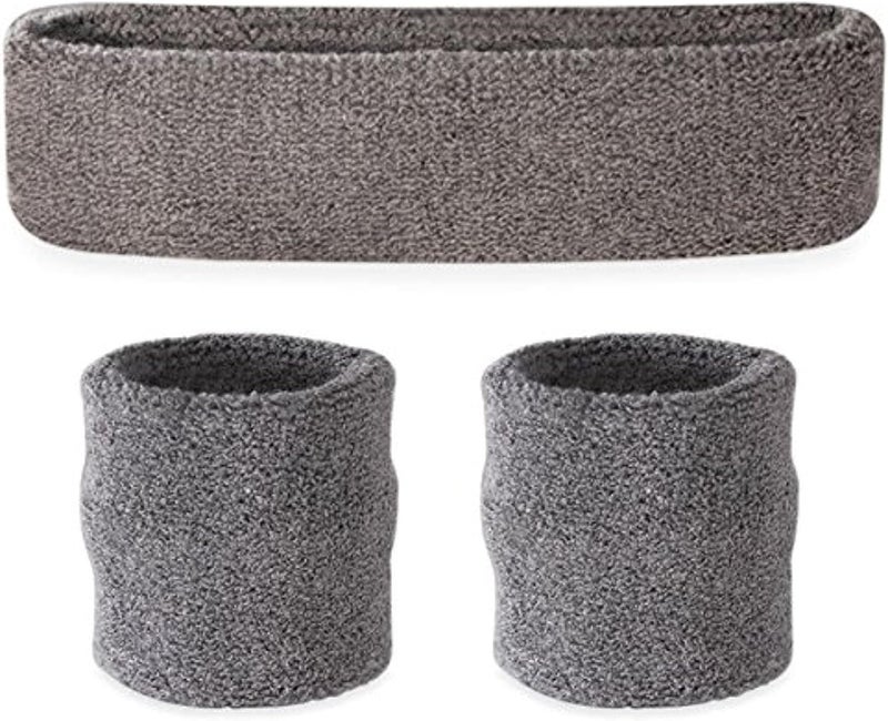 Suddora Sweatbands Set, Moisture Wicking 2 Wristbands and 1 Headband, Breathable Terry Cloth Athletic Bands for Basketball, Tennis, Yoga, Gym, Sweat Bands for Costumes and Cosplay - Image 1