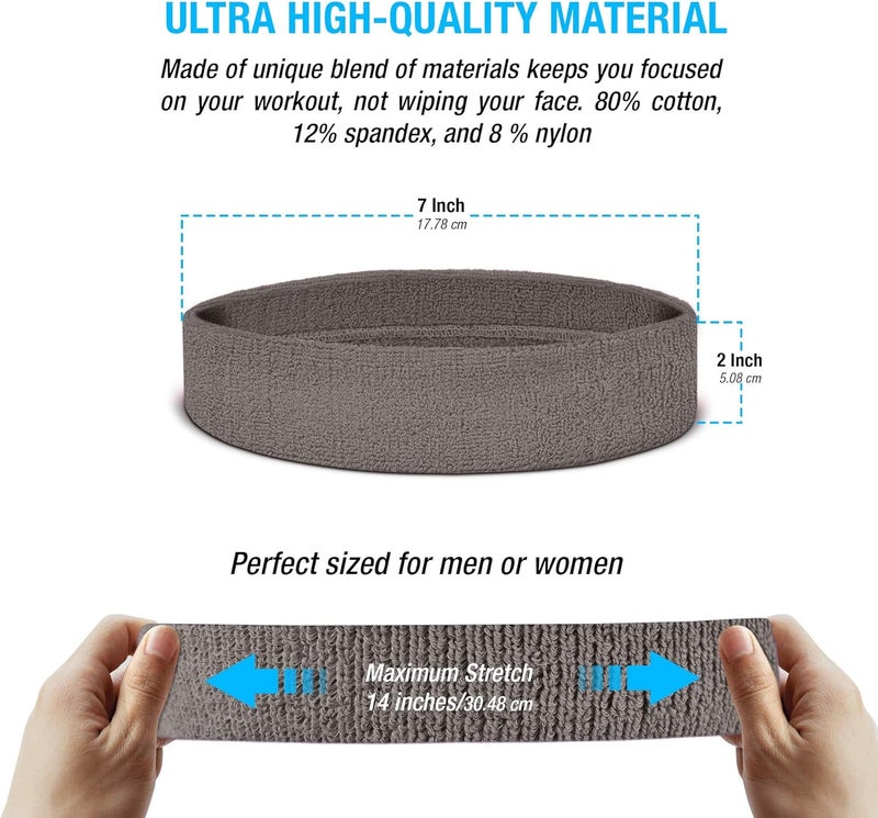 Suddora Sweatbands Set, Moisture Wicking 2 Wristbands and 1 Headband, Breathable Terry Cloth Athletic Bands for Basketball, Tennis, Yoga, Gym, Sweat Bands for Costumes and Cosplay - Image 3