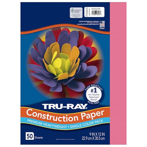 TRU-RAY ورق البناء Tru-Ray، وردي صادم، 9" × 12"، 50 ورقة - Image 1
