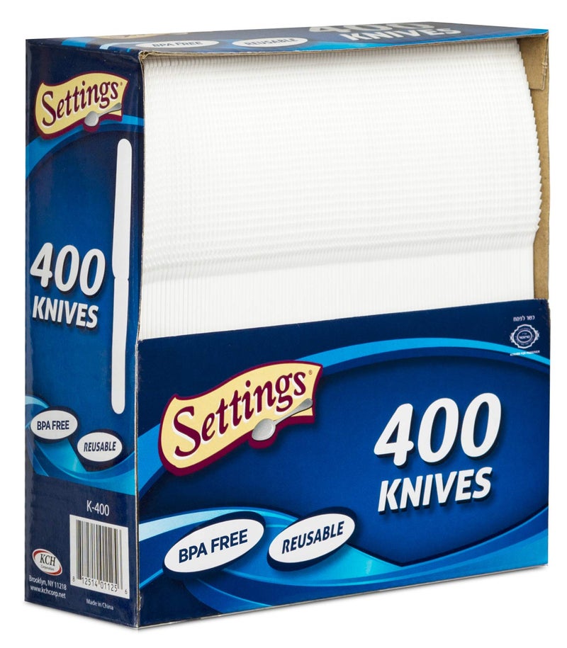 400 Count Settings Plastic White Knives Practical Disposable Cutlery Great For Home Office School Party Picnics Restaurant Takeout Fast Food Outdoor Events Or Every Day Use 1 Box
