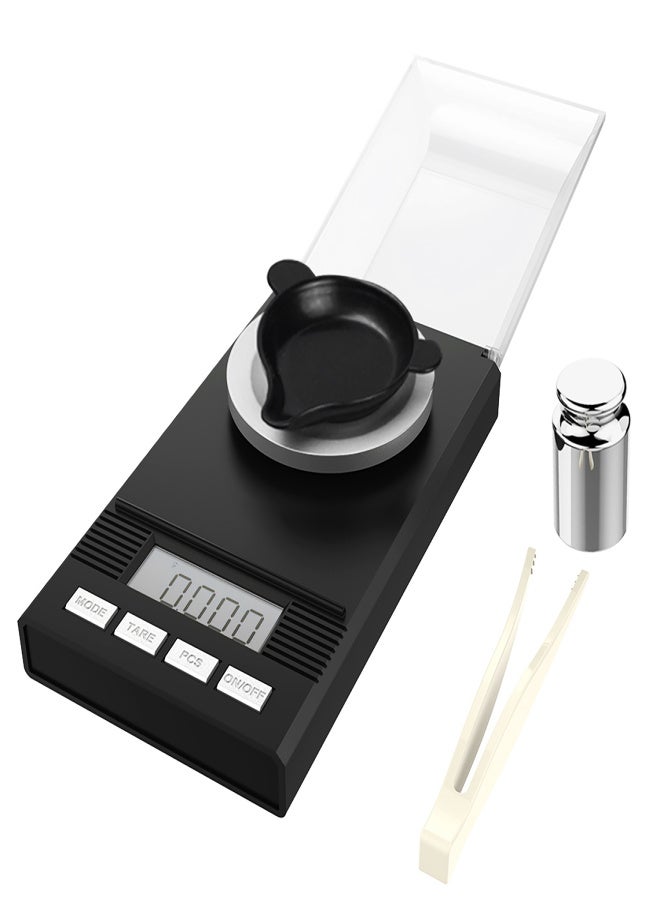 Digital Milligram Pocket Scales 0.001g×10g Electronic Weighing Scales for Jewelry Coins Reload and Kitchen 6 Mode Mini Gram Scale with Calibration Weights Tweezers and Weighing Pans - Image 1