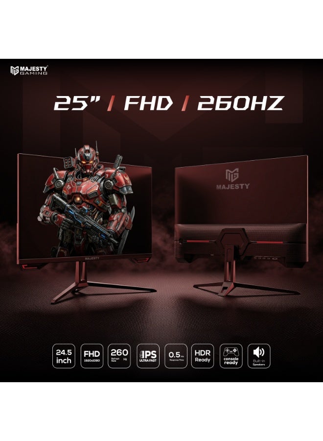 ماجيستي شاشة ألعاب ماجيستي 24.5 بوصة FHD 1920×1080 | IPS | 260Hz | 0.5ms | HDR | ‎123% sRGB | G-SYNC & FreeSync | سماعات مدمجة | DisplayPort & HDMI | VESA | حامل مرن - Image 2