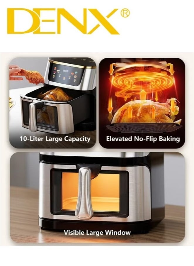 Denx Dx3409 Smart Multi-Function Air Fryer, 8L Capacity, Color Touchscreen, Transparent Window, Oil-Free Cooking, Easy To Clean, 1800W Power, Safety Lock, Auto-Cooking Programs - Image 4