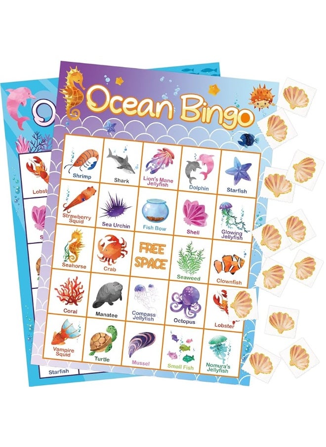 Fancy Land - FANCY LAND Ocean Bingo Game 24 Players for Kids Under Sea Party Game Supplies - Image 1