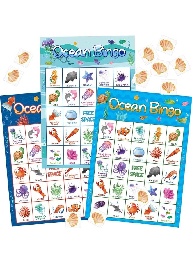 Fancy Land - FANCY LAND Ocean Bingo Game 24 Players for Kids Under Sea Party Game Supplies - Image 1