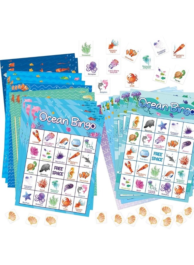Fancy Land - FANCY LAND Ocean Bingo Game 24 Players for Kids Under Sea Party Game Supplies - Image 1