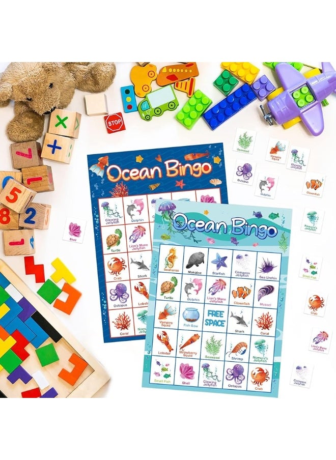 Fancy Land - FANCY LAND Ocean Bingo Game 24 Players for Kids Under Sea Party Game Supplies - Image 1