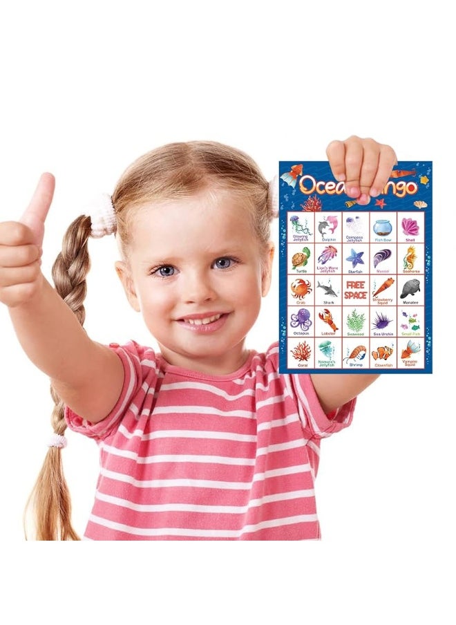 Fancy Land - FANCY LAND Ocean Bingo Game 24 Players for Kids Under Sea Party Game Supplies - Image 1