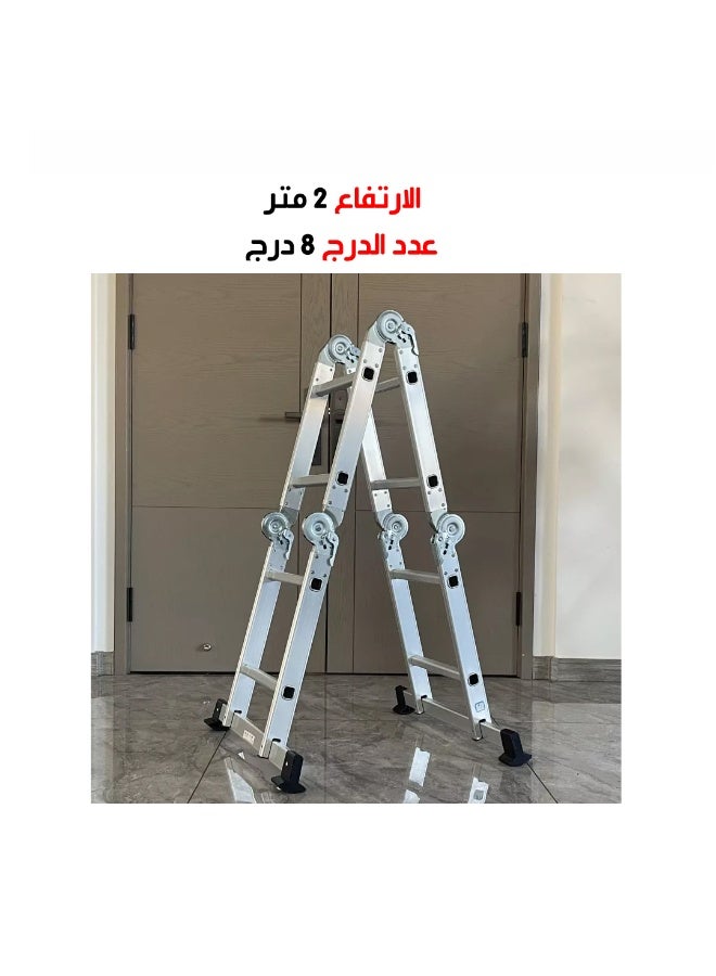 Aluminum folding ladder 2m/8 stairs - Image 1