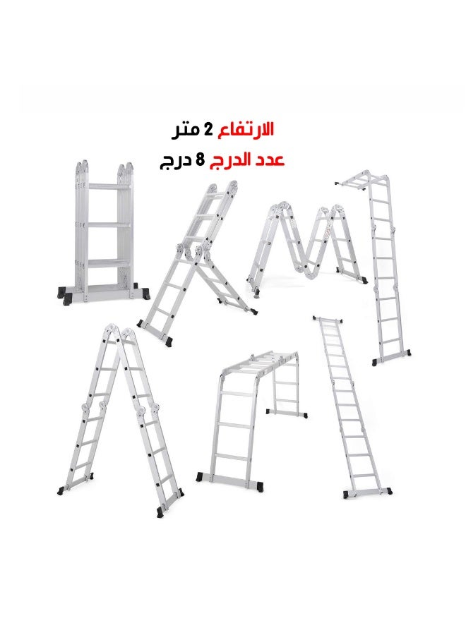 Aluminum folding ladder 2m/8 stairs - Image 4