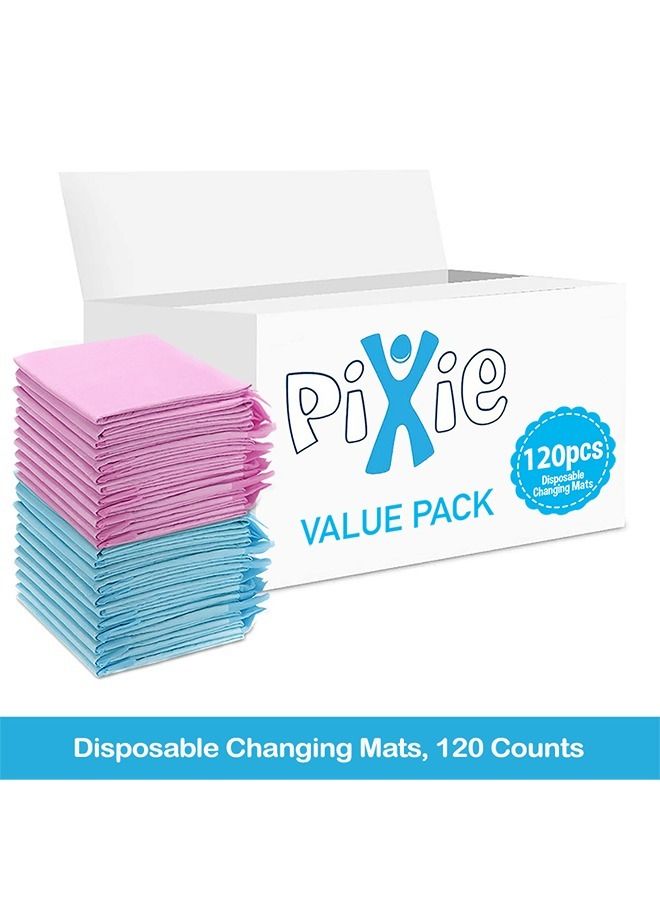 Pixie Disposable Changing Mats, 120 Counts, Soft Waterproof Mat, Portable Leak Proof Changing Mat, New Mom Leak-Proof Under pad, Mattress Table Protector Pad - Image 2