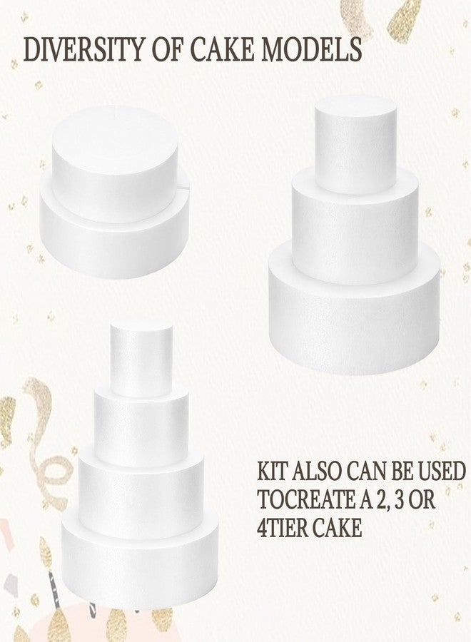 Novabright Round Foam Cake Dummy Set Nesting 3" H x 4, 6, 8, 10 & 12" White Dia Discs Baking Display Projects for Wedding Baby Shower Birthday Party Cake Decoration Supplies(5 Tier) - Image 3