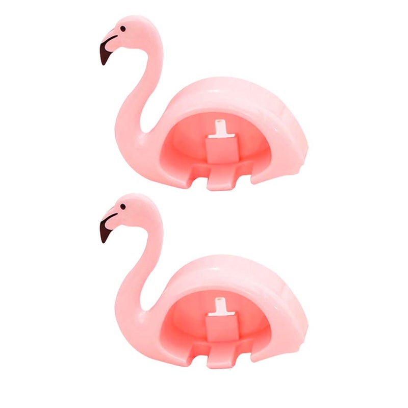 Flamingo Shaped Toothbrush Holder With Suction Cup Pink Set Of 2 Pieces - Image 2
