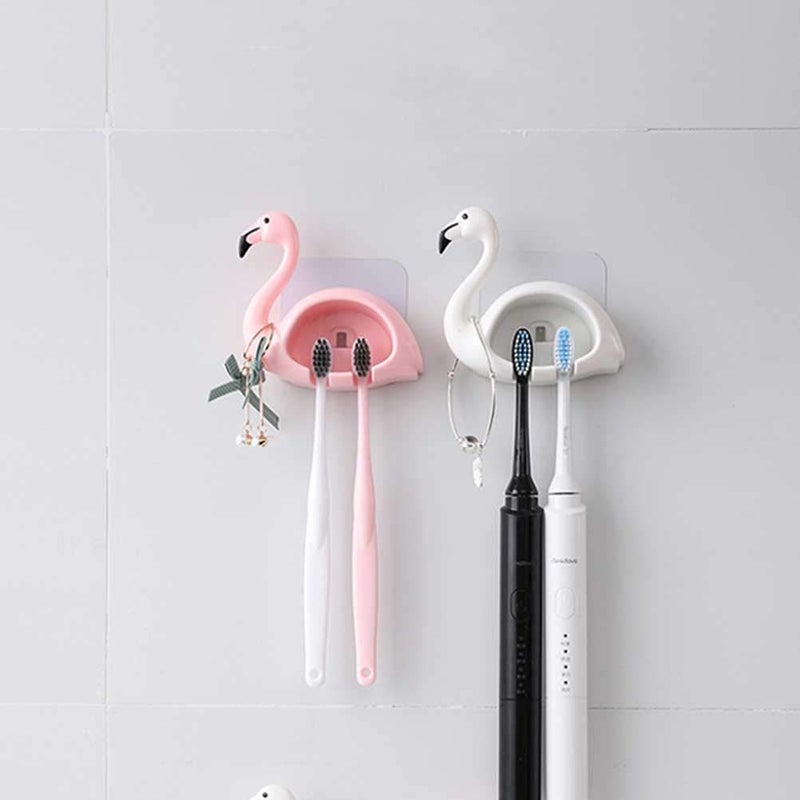 Flamingo Shaped Toothbrush Holder With Suction Cup Pink Set Of 2 Pieces - Image 5