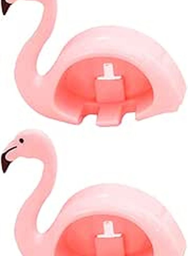 Flamingo Shaped Toothbrush Holder With Suction Cup Pink Set Of 2 Pieces - Image 1