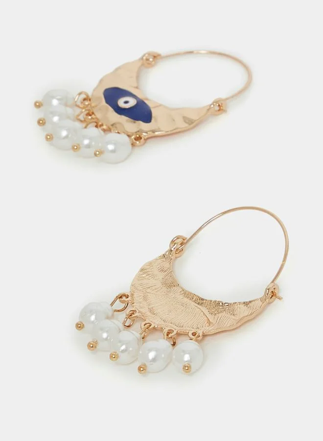 Styli Faux Pearl Eyelet Earrings