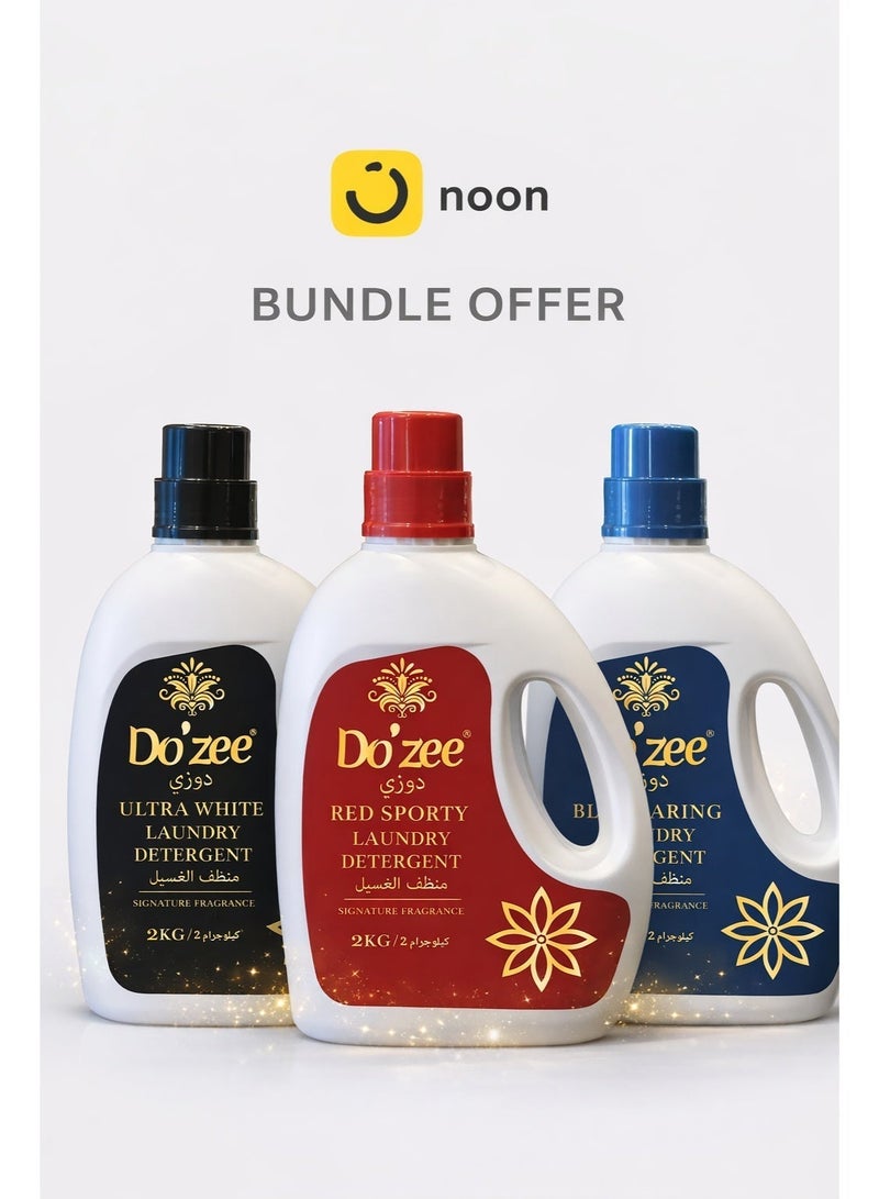 Do'zee Signature Laundry Care Trio | Blue Caring 2L + Red Sporty 2L + Ultra White 2L - Image 1