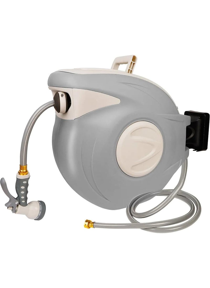 BlueFire Retractable Garden Hose Reel | 65.6FT + 6.6FT 5/8" Heavy-Duty Hose | Any Length Lock & Slow Return Auto Rewind System | Wall Mounted 180° Swivel Bracket | Includes 9-Pattern Nozzle for Car Wash, Gardening & Pet Shower  - Image 1
