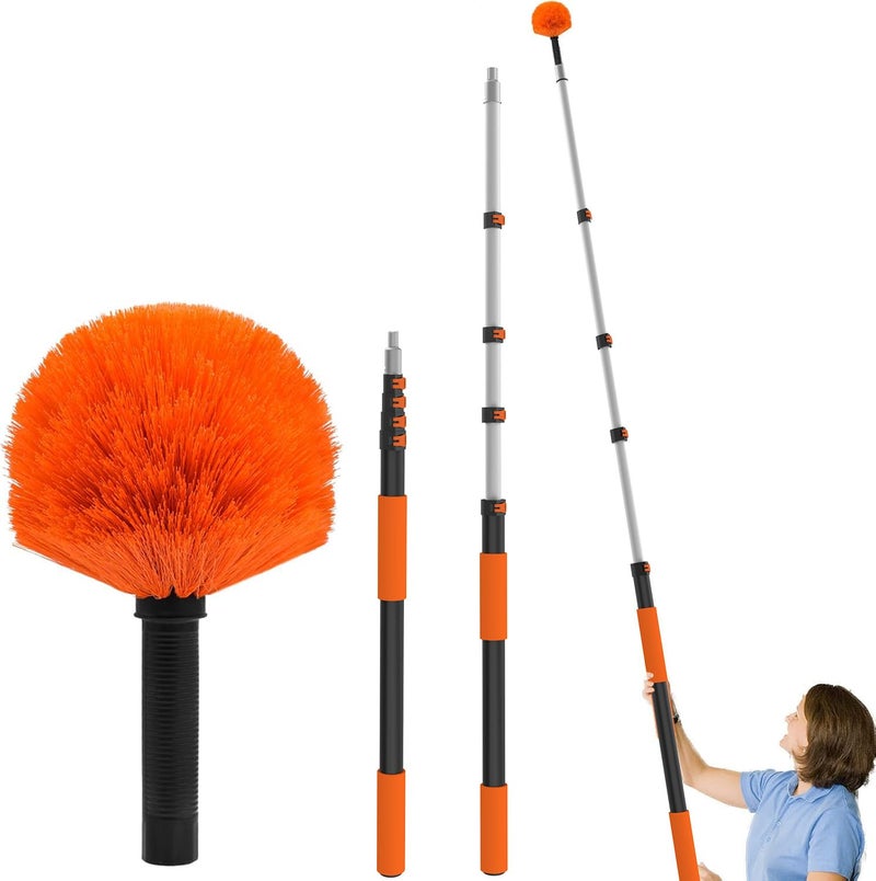 Buyplus 26FT Reach Cobweb Duster, Outdoor Spider Web Cleaner Brush with Professional 5-20FT Extension Pole, Non-Shedding Fluffy Bristles, Suitable for Ceiling and Corner Dusters for Indoor and Outdoor - Image 1