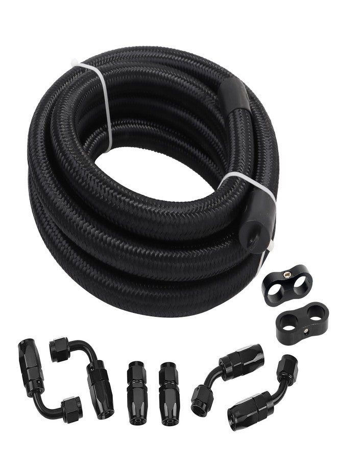 LokoCar 10AN Fuel Line Kit 10AN Nylon Braided Fuel Line Hose Fitting Kit CPE 10FT Black - Image 1