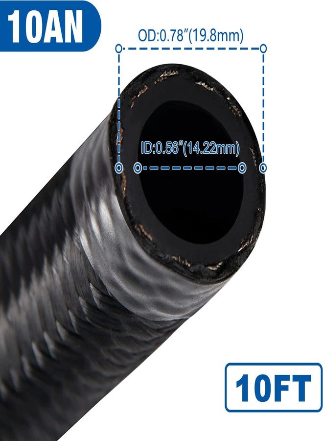LokoCar 10AN Fuel Line Kit 10AN Nylon Braided Fuel Line Hose Fitting Kit CPE 10FT Black - Image 2