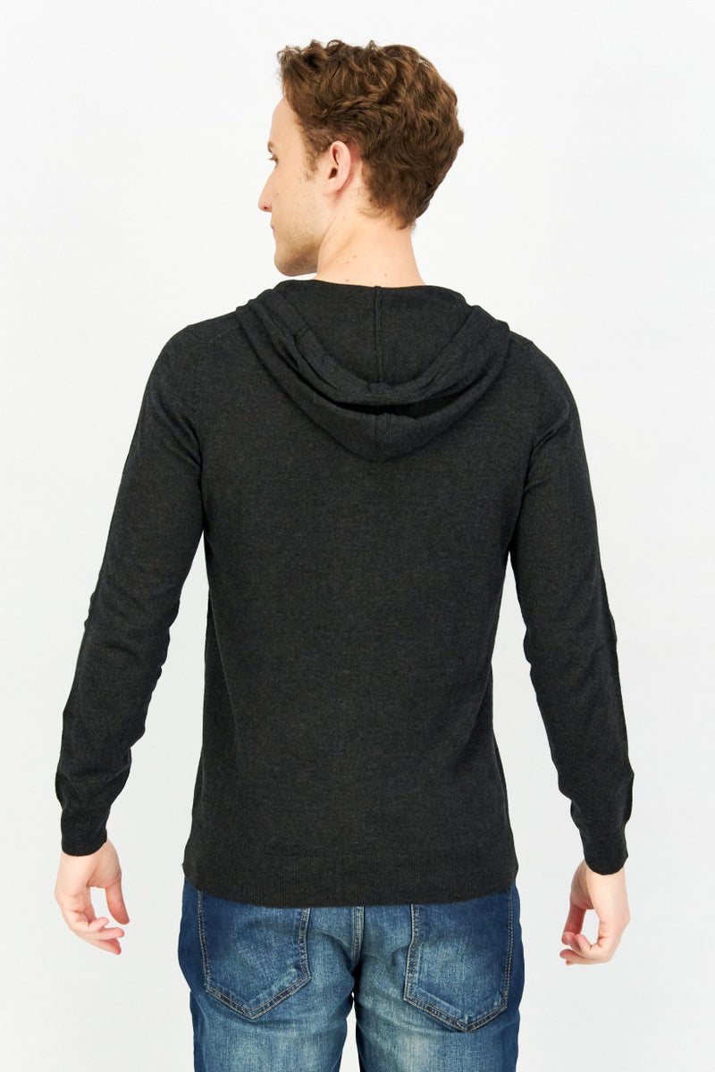 Sorbino سويت شيرت رجالي بغطاء رأس وأكمام طويلة مع حبل شد، رمادي غامق - Image 3
