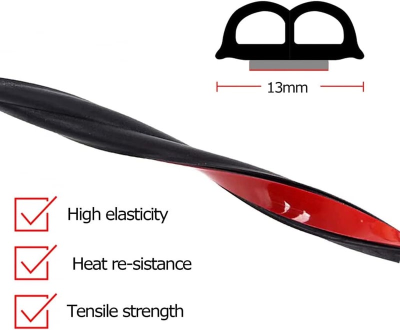 Goodern 16 Metre B Shape Car Door Edge Trim Seal Strip,Automotive Rubber Seal Strip,Self Adhesive Weatherstrip for Car Window Door Protector Soundproofing,Auto Weather Seal Strip - Image 2