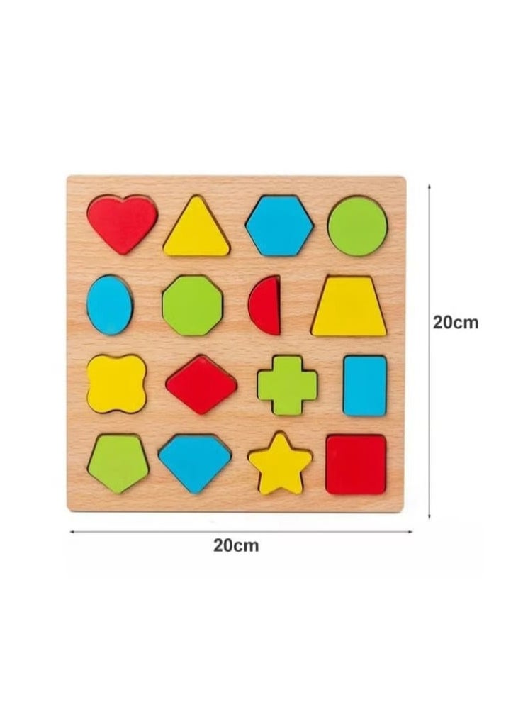 Wooden Educational Puzzle Set for Kids with Alphabet Letters, Numbers, and Shapes, 3D Large Colorful Letters.