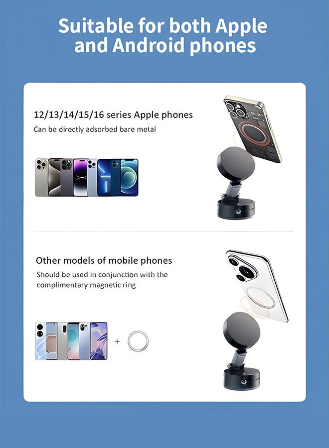 Aijmil حامل جوال للسيارة شفط قوي,حامل جوال للسيارة المغناطيسي، قاعدة امتصاص الفراغ، دوران متعدد الزوايا، حامل مغناطيسي، سهل التركيب - Image 3