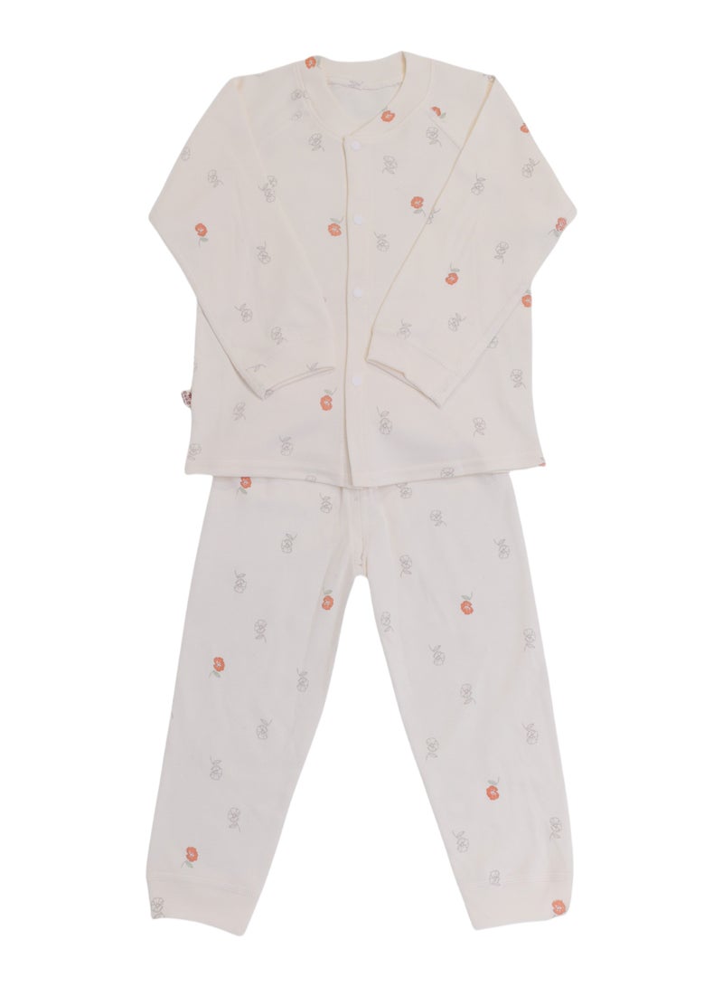 Baby 2-Piece Cotton Blend Outfit Set - Button Cardigan & Long Pants with Cuffed Sleeves and Ankles, 3 Prints, 3-24 Months  - Image 2