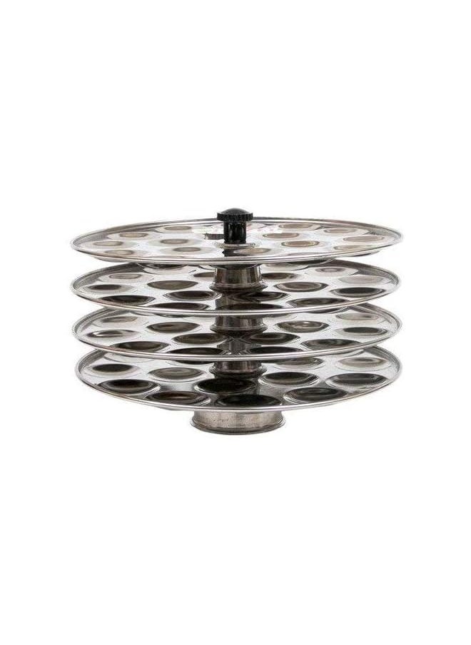 Stainless Steel Mini idli Maker Stand with 4 Plates and 48 Cavities.12 Cavities in 1 Plate.