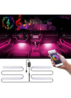 Car interior light, LED car light,48 LED lights, 8 RGB colors, music mode, application control car light kit, DIY mode, and music synchronization under the dashboard car lighting with USB adaptor.