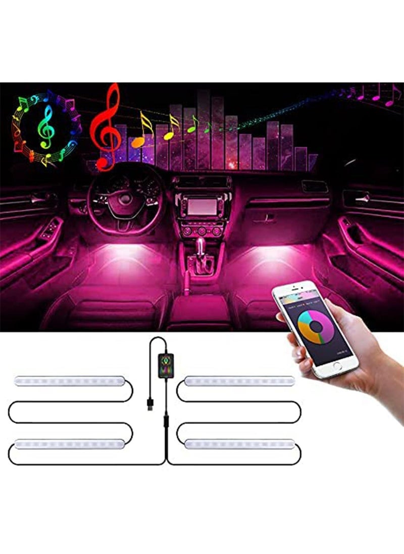GT-Wheel - Car interior light, LED car light,48 LED lights, 8 RGB colors, music mode, application control car light kit, DIY mode, and music synchronization under the dashboard car lighting with USB adaptor. - Image 1