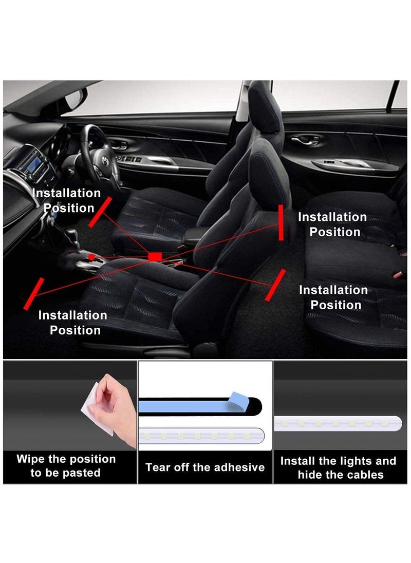 GT-Wheel - Car interior light, LED car light,48 LED lights, 8 RGB colors, music mode, application control car light kit, DIY mode, and music synchronization under the dashboard car lighting with USB adaptor. - Image 1